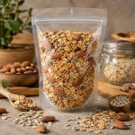 گرانولا آجیلی بونورا با جو دوسر، بادام و تخمه آفتابگردان
