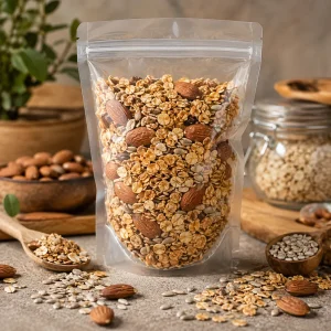 گرانولا آجیلی بونورا با جو دوسر، بادام و تخمه آفتابگردان