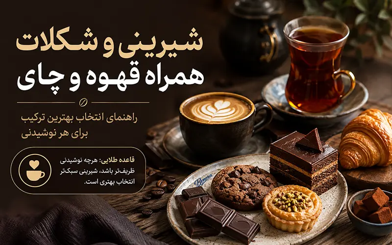 شیرینی و شکلات همراه قهوه و چای
