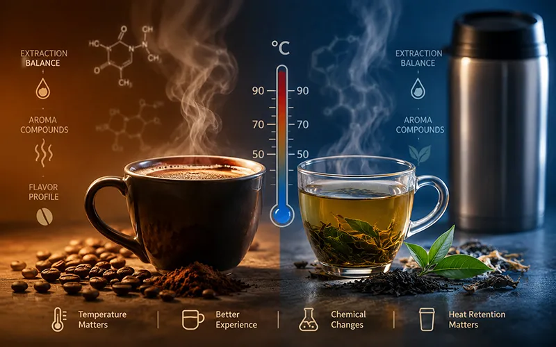 تأثیر دما بر کیفیت نوشیدنی، قهوه و چای و حفظ گرمای نوشیدنی